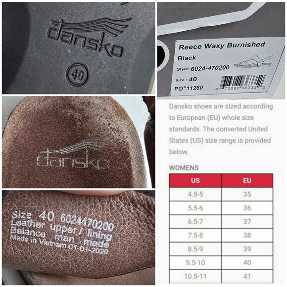 Black Leather Sandals Dansko Reece Size EU40 US 9.5-10 Toe Loop Sandal - Picture 8 of 14